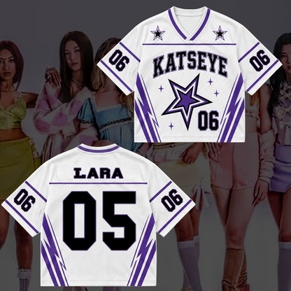 Sporty Purple KATSEYE Mixed Mesh Jersey Wild Tour Outfit Gift For Fans