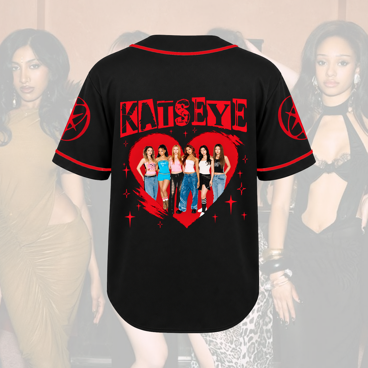 Katseye The Wildworld Tour Red Heart Punk Pop Baseballtrikot Geschenk für Fans