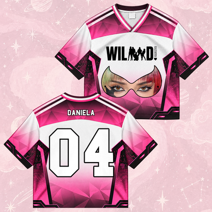 Katseye Mask The Wildworld Tour Merch Wild EP Mixed Mesh Jersey Futuristic Cyberpunk Pink Black Top For EYEKONS Fandom