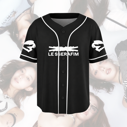 Chic Minimalist LE SSERAFIM Pureflow Tour Baseball Jersey Unisex Streetwear Gift For Fans