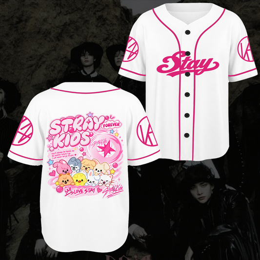 Bezauberndes Skzoo Stray Kids Forever süßes Cartoon-Maskottchen Baseballtrikot Geschenk für Fans