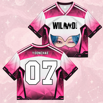 Katseye Mask The Wildworld Tour Merch Wild EP Mixed Mesh Jersey Futuristic Cyberpunk Pink Black Top For EYEKONS Fandom