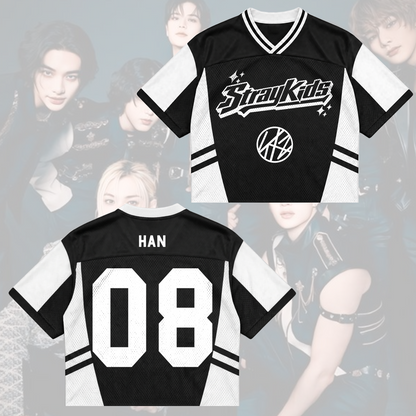 Retro Stray Kids This That Mixed Mesh Jersey Run It Tour Geschenk für Fans