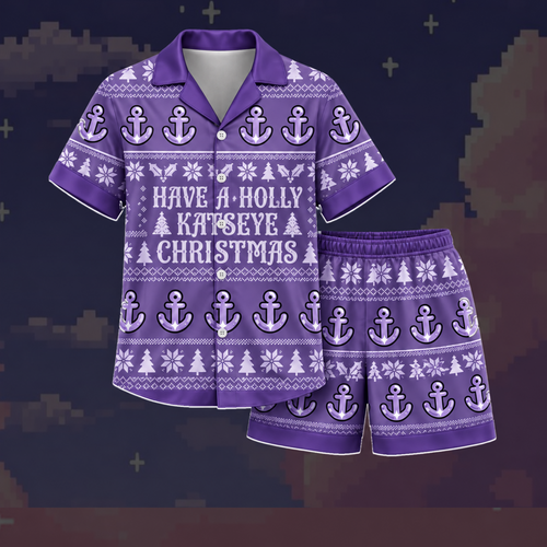 Cheerful Have A Holy Christmas K.A.T.S.E.Y.E. Club Sophia Symbol Ugly Christmas Pajama Set For Eyekons