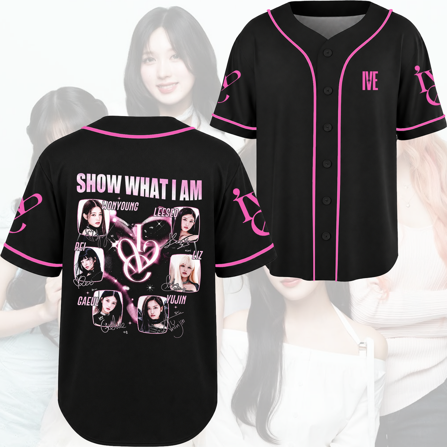 IVE Show What I Am Tour Baseball Jersey Autograph Member Print Edgy Kawaii Gift For Fans