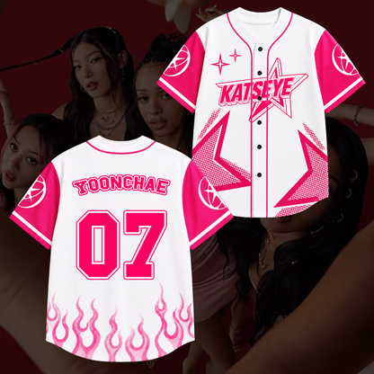 Sporty Pinky KATSEYE Baseball Jersey The Wildworld Tour Outfit Gift For Fans