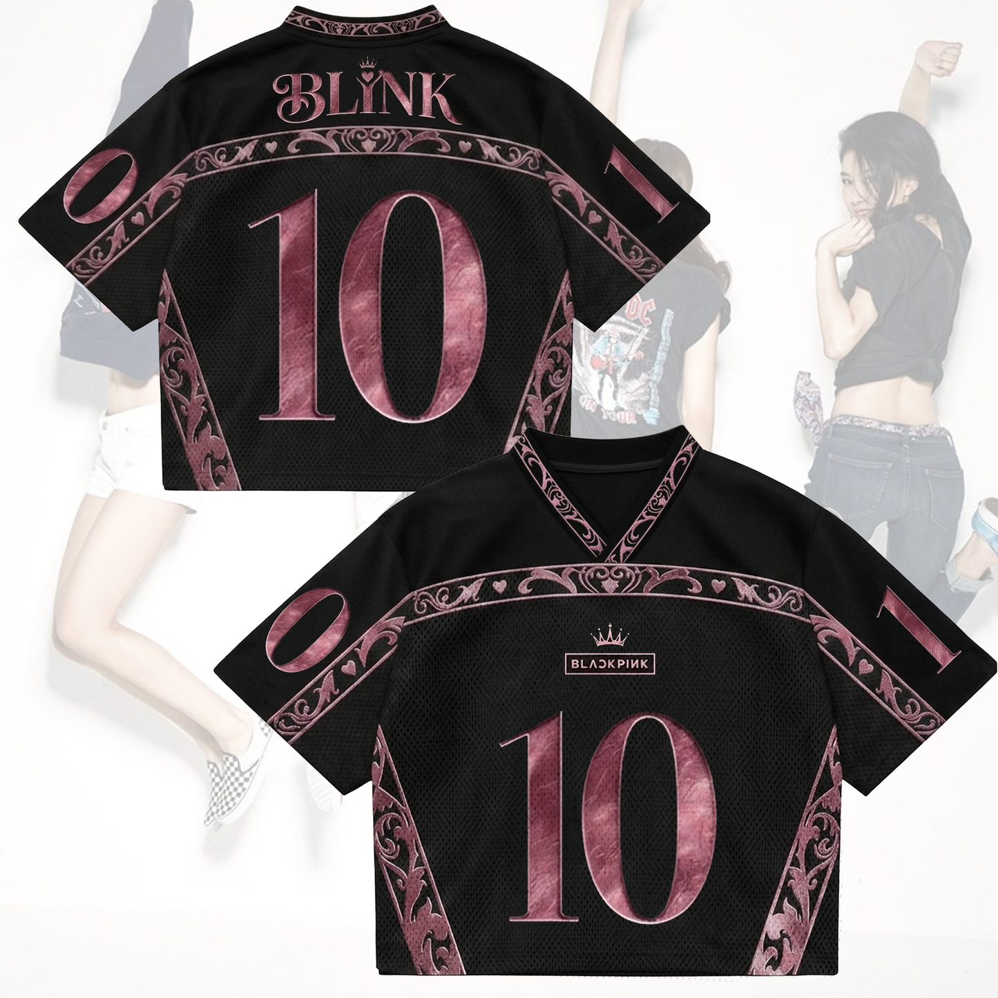 Blackpink 10th Anniversary Royal Style Mixed Mesh Jersey Gift For BLink