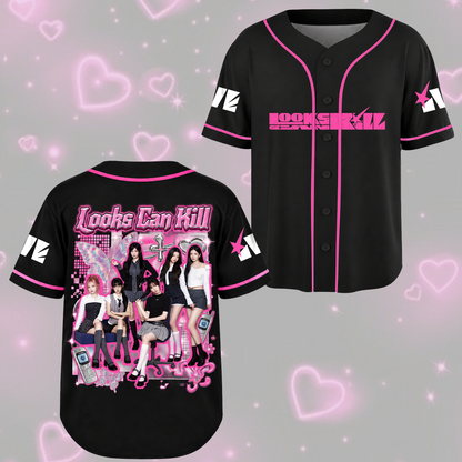 Fierce Looks Can Kill I.V.E. Club Photo Print Baseball Jersey For Dive