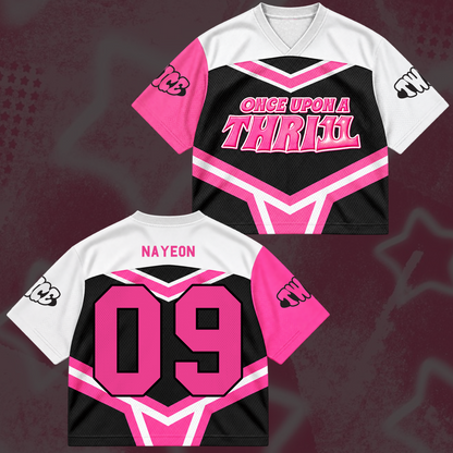 Sweet TWICE Once Upon A Thr11l 11th Anniversary Cheerleader Mix Mesh Jersey For Once