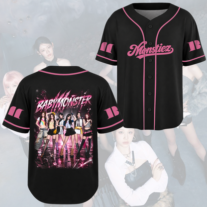 Dramatic The Choom World Tour Babymonster Pink Pop Baseball Jersey For Monstiez