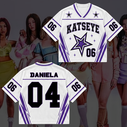 Sporty Purple KATSEYE Mixed Mesh Jersey Wild Tour Outfit Gift For Fans