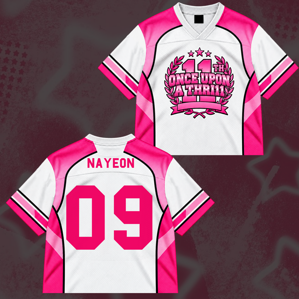 Charming TWICE Once Upon A Thr11l 11th Anniversary Pink Coquette Mix Mesh Jersey For Once