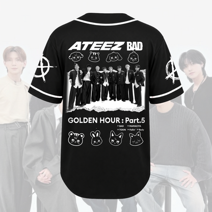 Ateez BAD Golden Hour Streetwear Baseball Jersey Gift for Fans