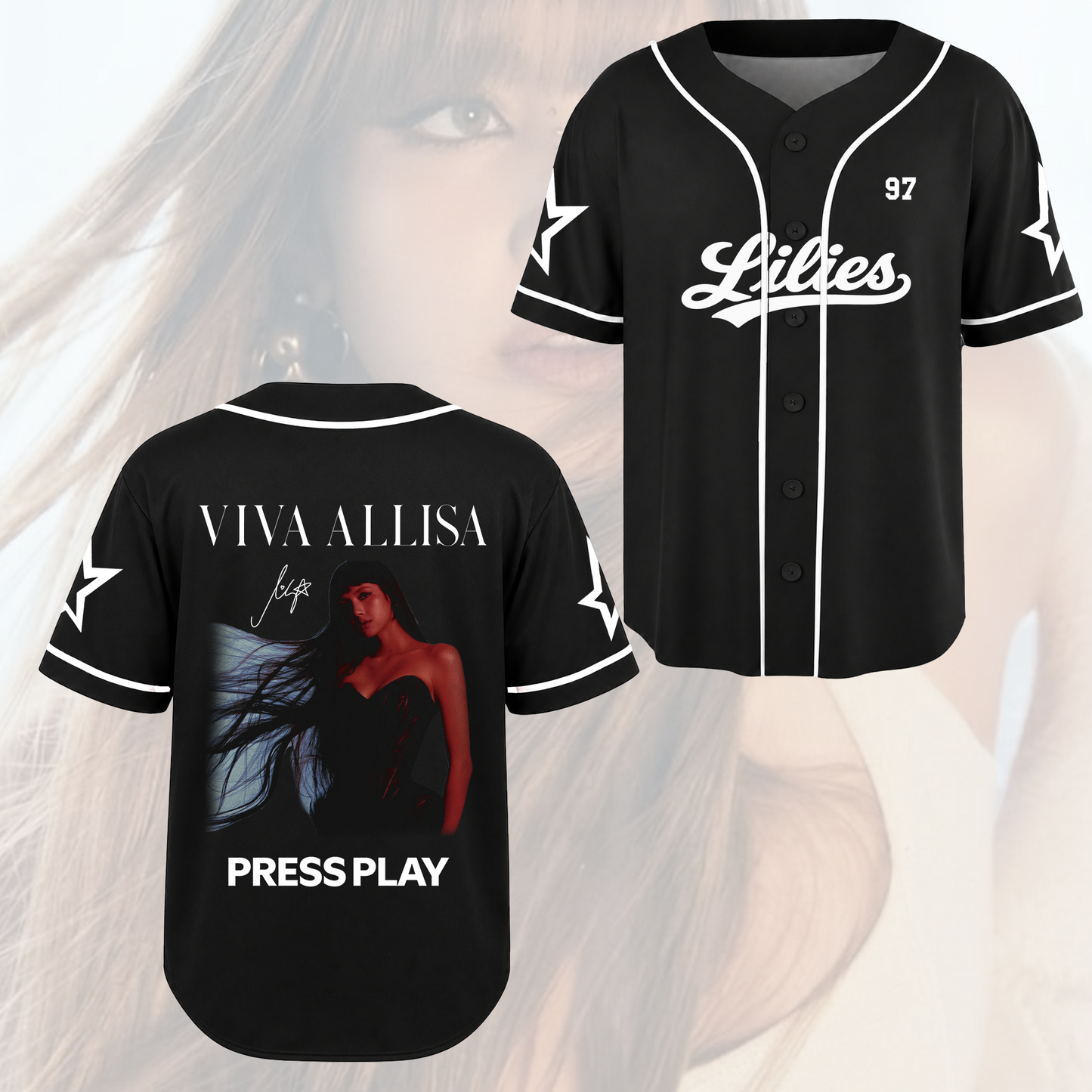 Lisa Press Play Album Baseball Jersey Lilies 97 Kpop Merch Shirt
