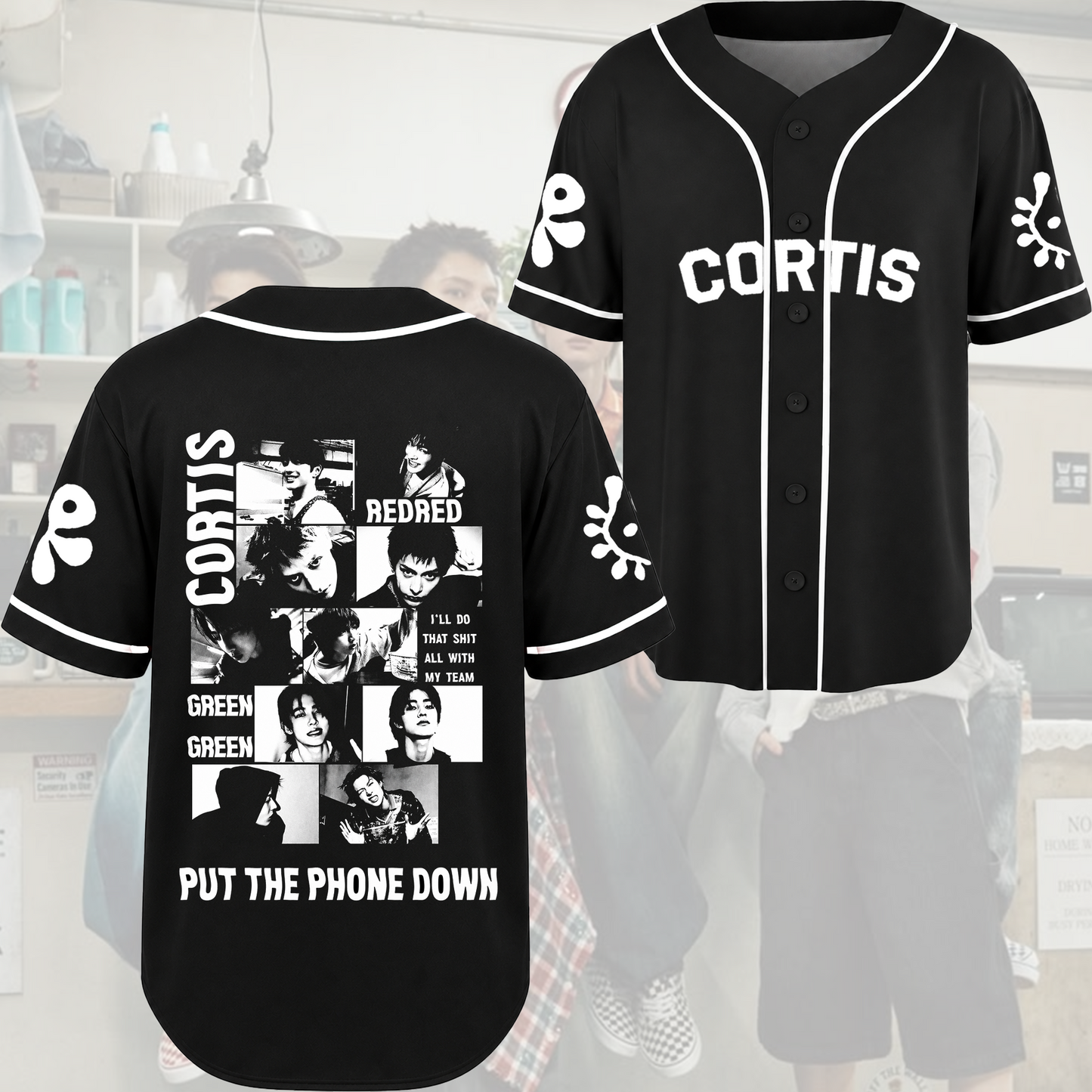 CORTIS Put The Phone Down Baseball Jersey Black Streetwear Kpop Merch Button Down