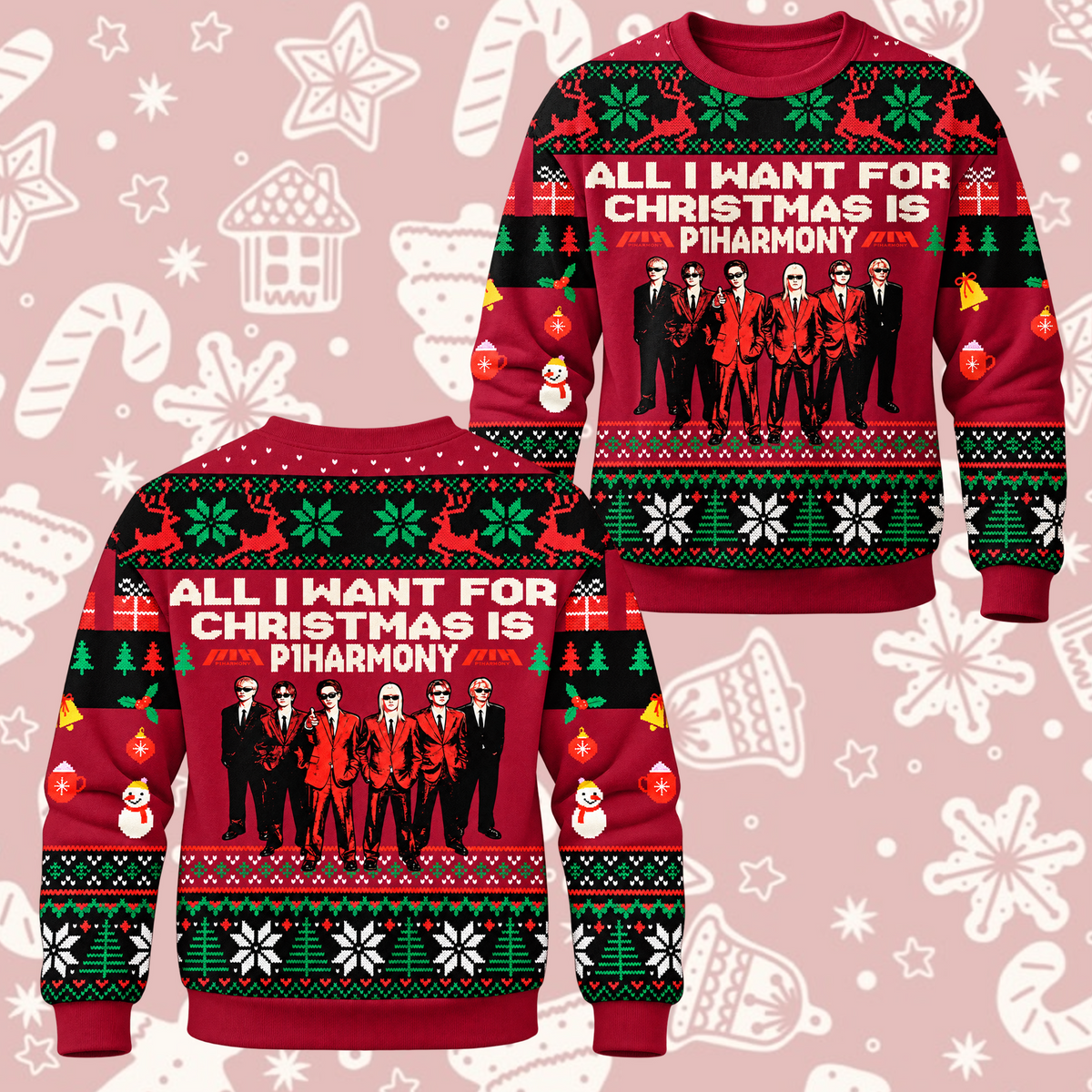 Merry P1Harmony All I Want For Christmas Is You Holly Jolly Ugly Christmas Sweater For P1ece