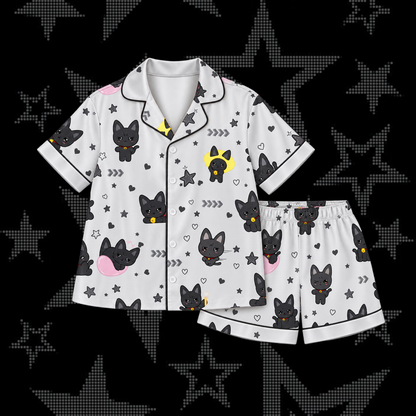 Lovely ATEEZ Club San Byeolmon Mascot Pastel Coquette Short Pajama Set For Atiny