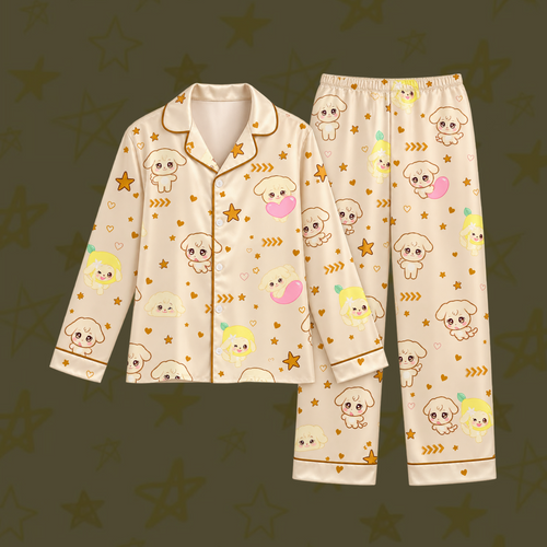 Sweet ATEEZ Club Yeosang Hehetmon Mascot Pastel Coquette Pajama Set For Atiny
