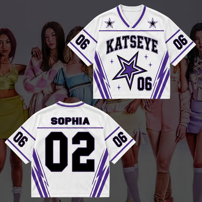 Sporty Purple KATSEYE Mixed Mesh Jersey Wild Tour Outfit Gift For Fans