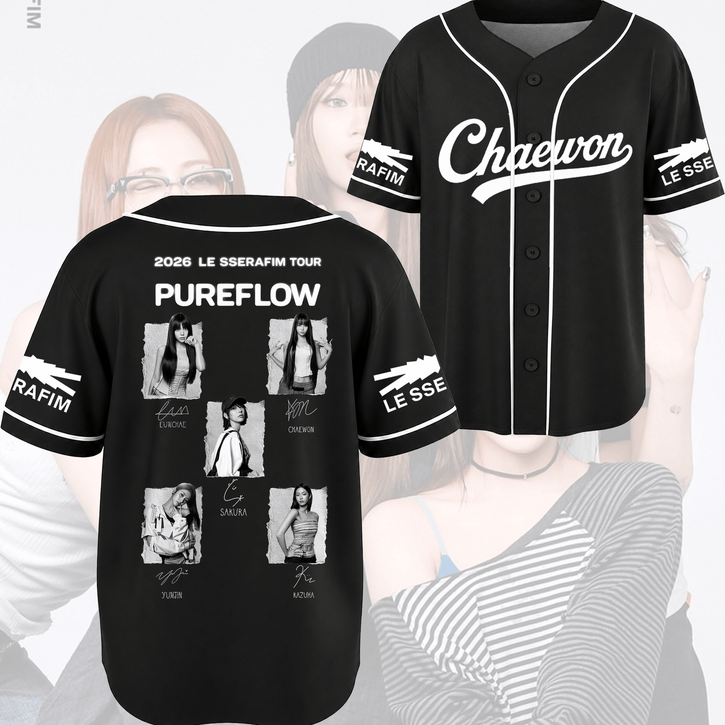 GlowUp Pureflow World Tour Le Sserafim  Baseball Jersey