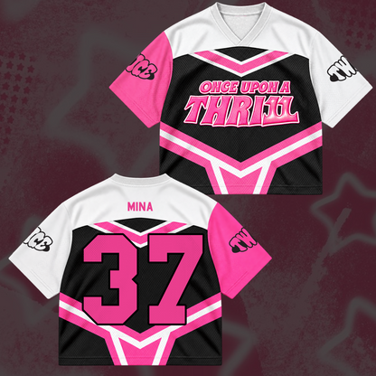 Sweet TWICE Once Upon A Thr11l 11th Anniversary Cheerleader Mix Mesh Jersey For Once