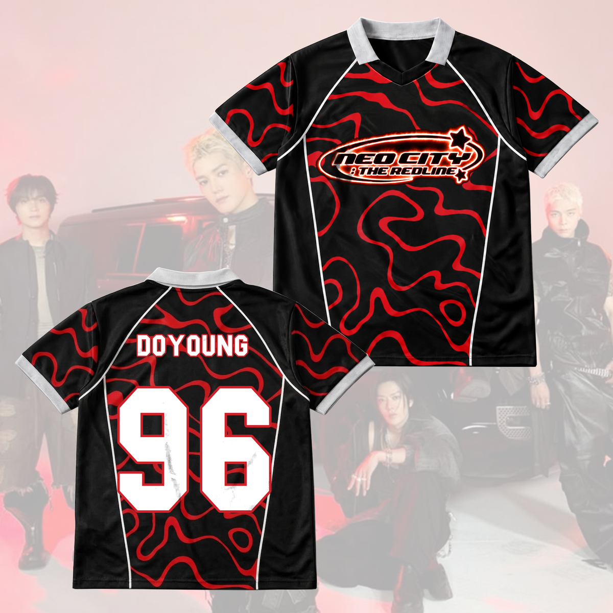 NCT 127 The Redline Tour Retro-Baseballshirt mit wellenförmigen Flügeln am Ausschnitt, Geschenk für Fans