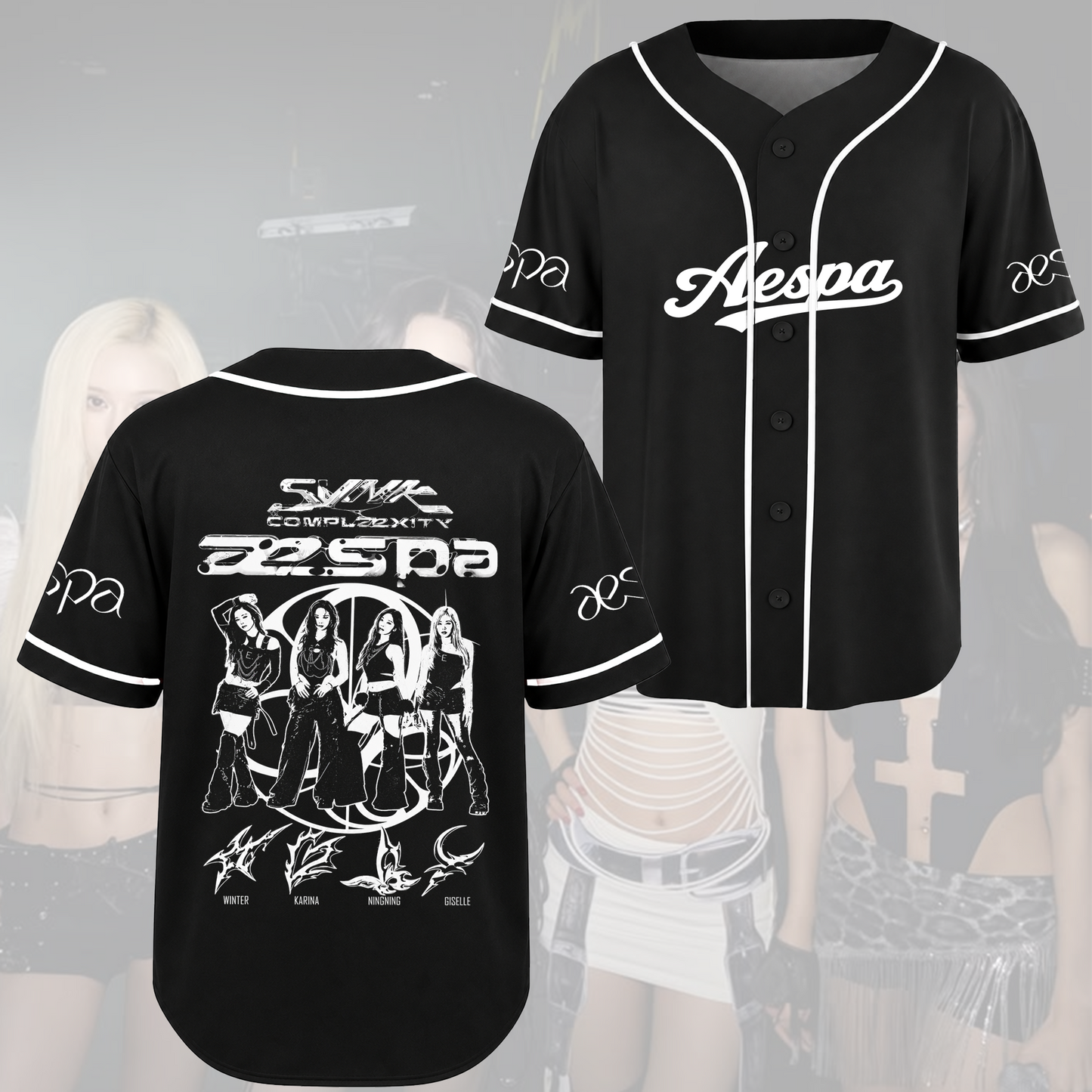 Perfect aespa SYNK COMPLEXITY Black Tour Baseball Jersey Gift for Fan