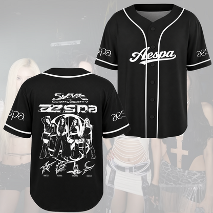 Perfect aespa SYNK COMPLEXITY Black Tour Baseball Jersey Gift for Fan