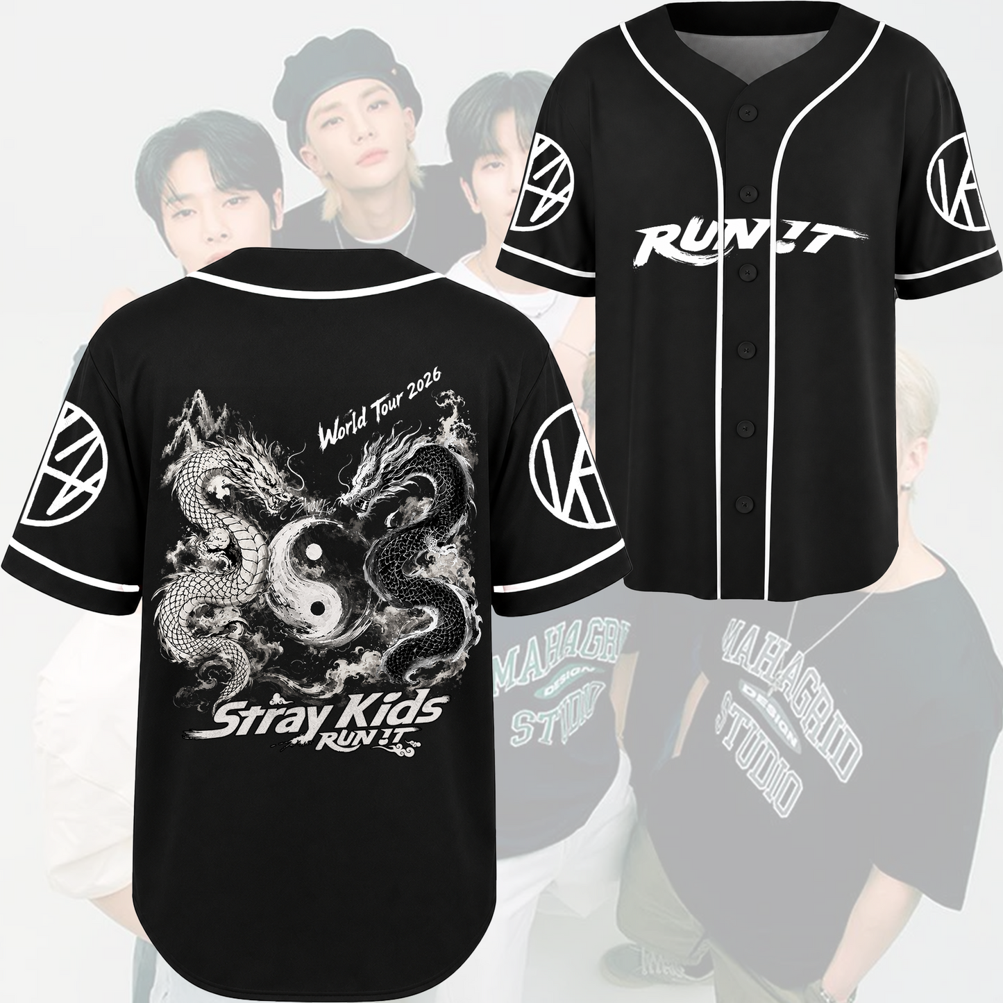 Stray Kids World Tour 2026 Yin Yang Dragon Baseball Jersey Gift For Stay