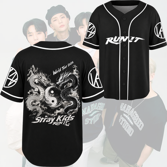 Stray Kids World Tour 2026 Yin Yang Dragon Baseball Jersey Gift For Stay