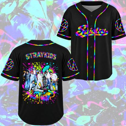 Dramatic Suiatsu Stray Kids Club All Members Psychedelic Splatter Baseball Jersey For Stay
