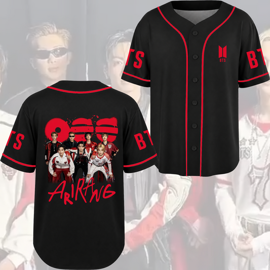 Vintage BTS Rap Tee Style Baseball Jersey Arirang World Tour Merch Gift For Fans