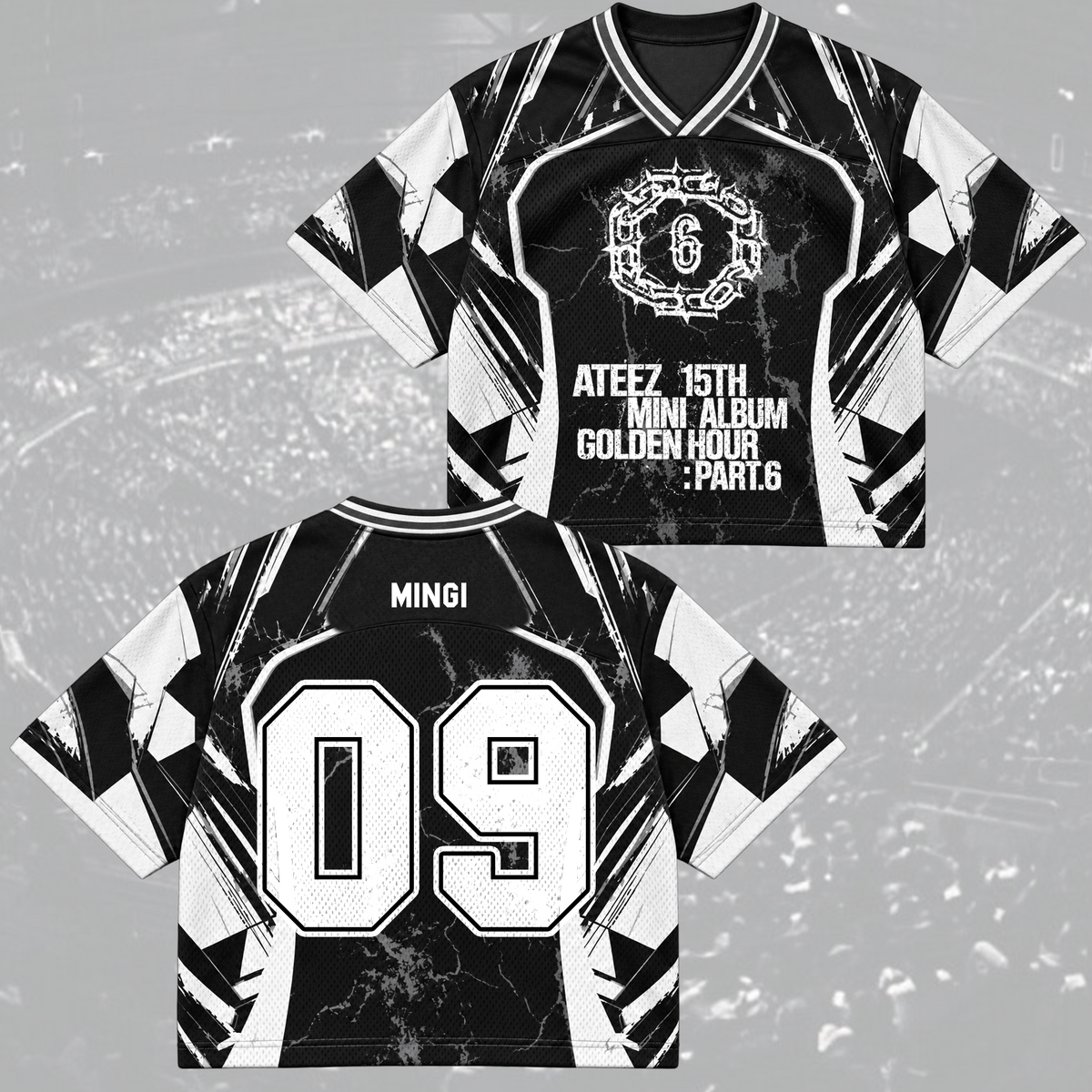 Vivid Golden Hour Part 6 ATEEZ Club 15th Mini Album Mix Mesh Jersey For Atiny