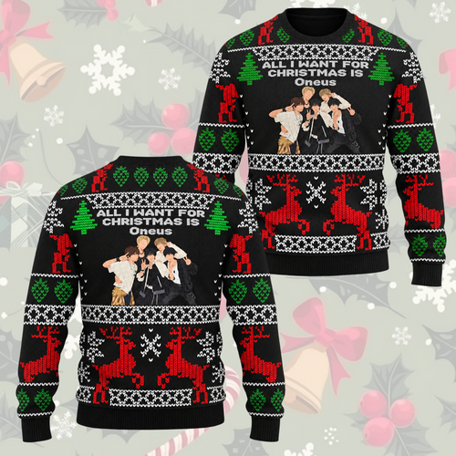 All I Want For Christmas Is Oneus Black Ugly Sweater Full Moon Gift For Fans