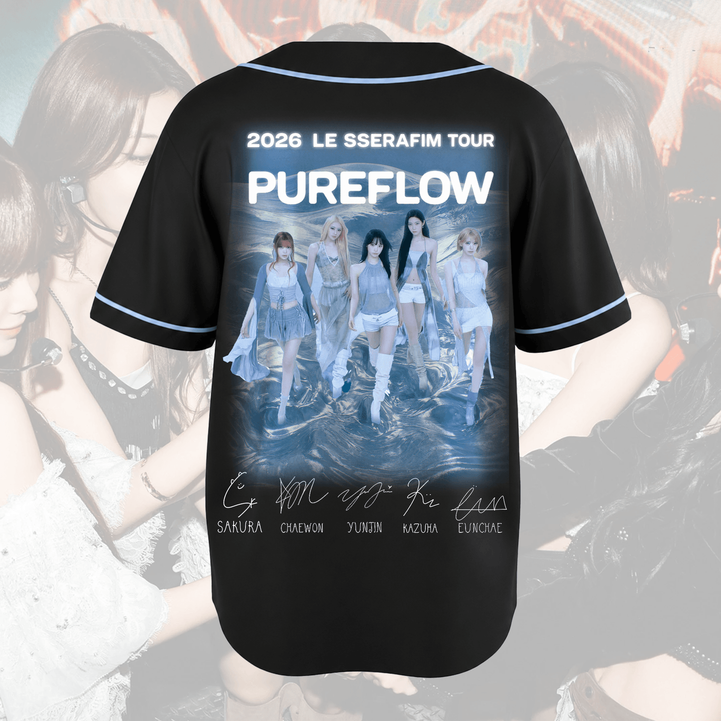 Le Sserafim World Tour Pureflow Baseball Jersey Fan Edition