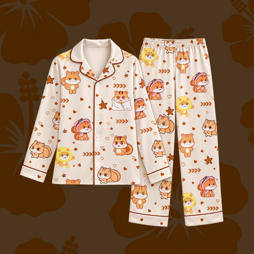 Adorable ATEEZ Club Hongjoong JJOONGrami Mascot Pastel Coquette Pajama Set For Atiny