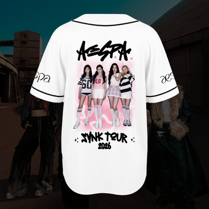 Aespa SYNK Tour 2026 Baseball Jersey  Girly Pop Pink Merch Gift For Fans