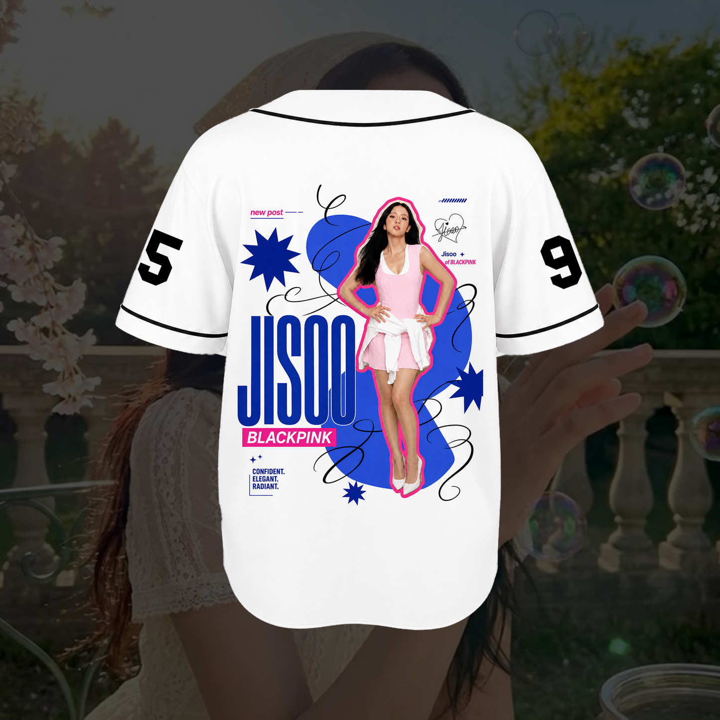 Alluring Jisoo Comeback New Album White Baseball Jersey BLACKPINK Gift for Fan