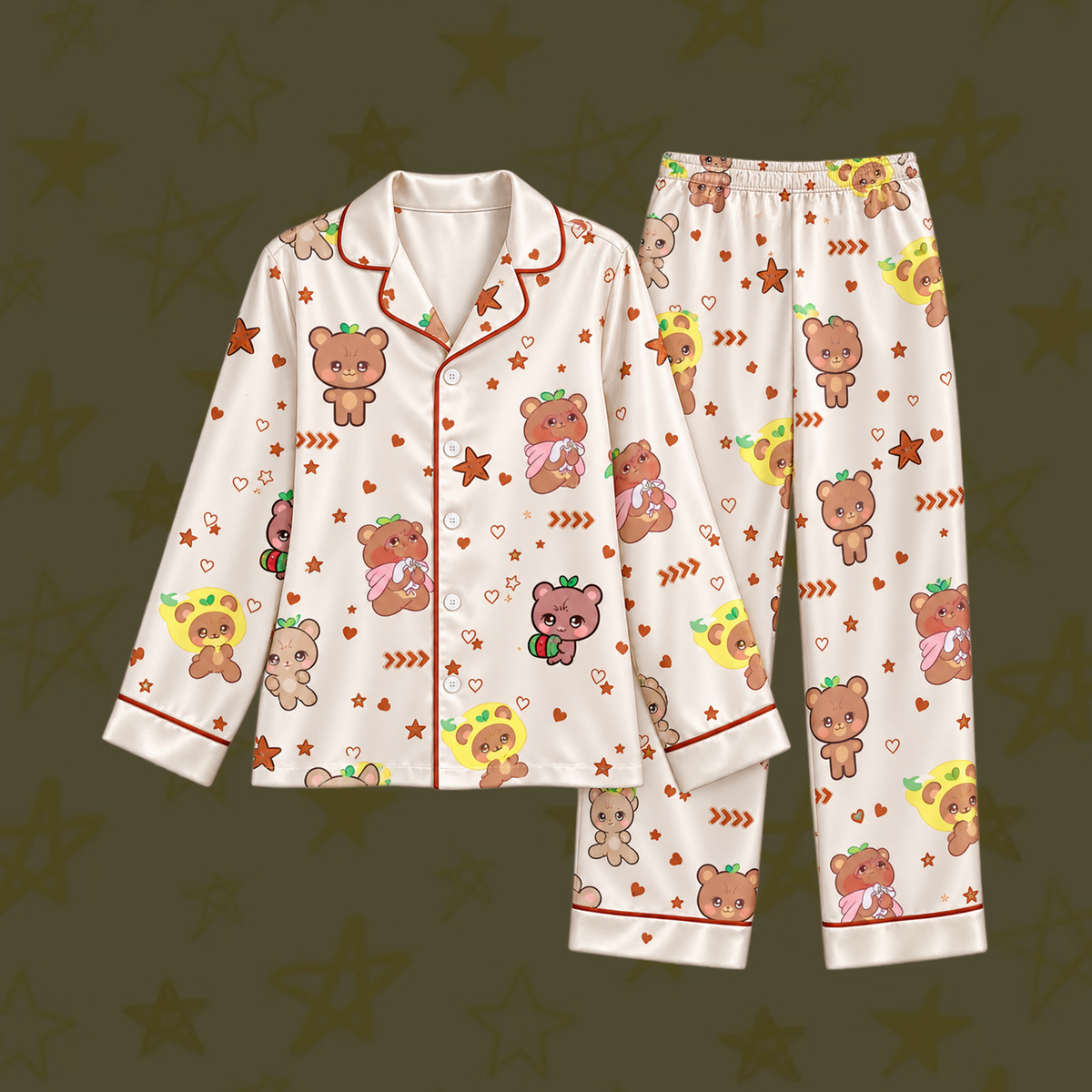 Lovely ATEEZ Club Jongho Jjongbear Mascot Pastel Coquette Pajama Set For Atiny
