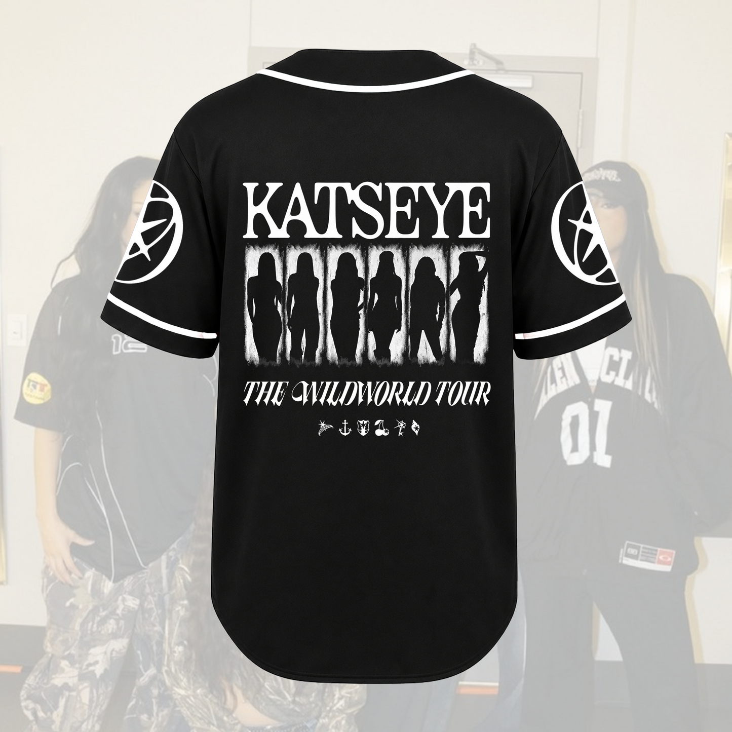 KATSEYE The Wildworld Tour Silhouette Baseball Jersey Streetwear Merch Gift For Fans