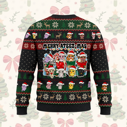 ATEEZ Christmas Ugly Sweater Merry Ateez-Mas Sweatshirt Gift For Fans