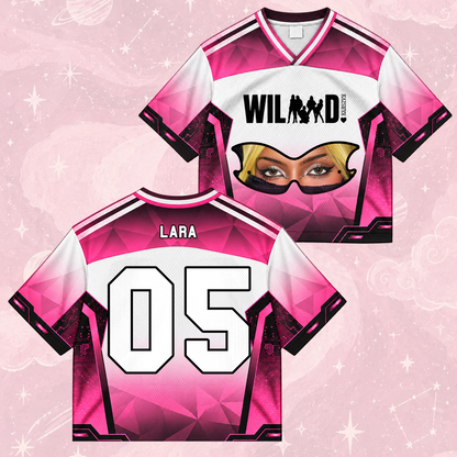 Katseye Mask The Wildworld Tour Merch Wild EP Mixed Mesh Jersey Futuristic Cyberpunk Pink Black Top For EYEKONS Fandom