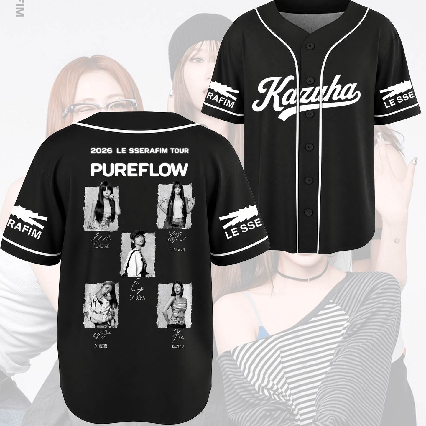 GlowUp Pureflow World Tour Le Sserafim  Baseball Jersey