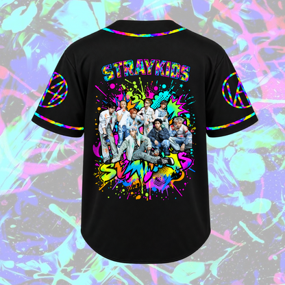 Stray Kids Run It World Tour Baseball-Trikot Edgy Streetwear Geschenk für Fans