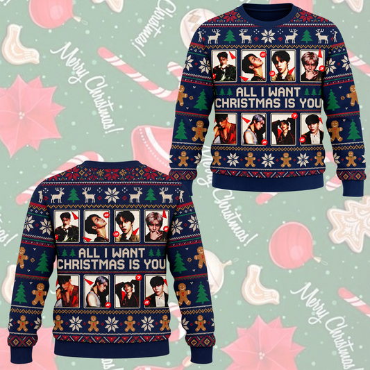 Merry ATEEZ All I Want For Christmas Is You Ugly Christmas Sweater For Atiny