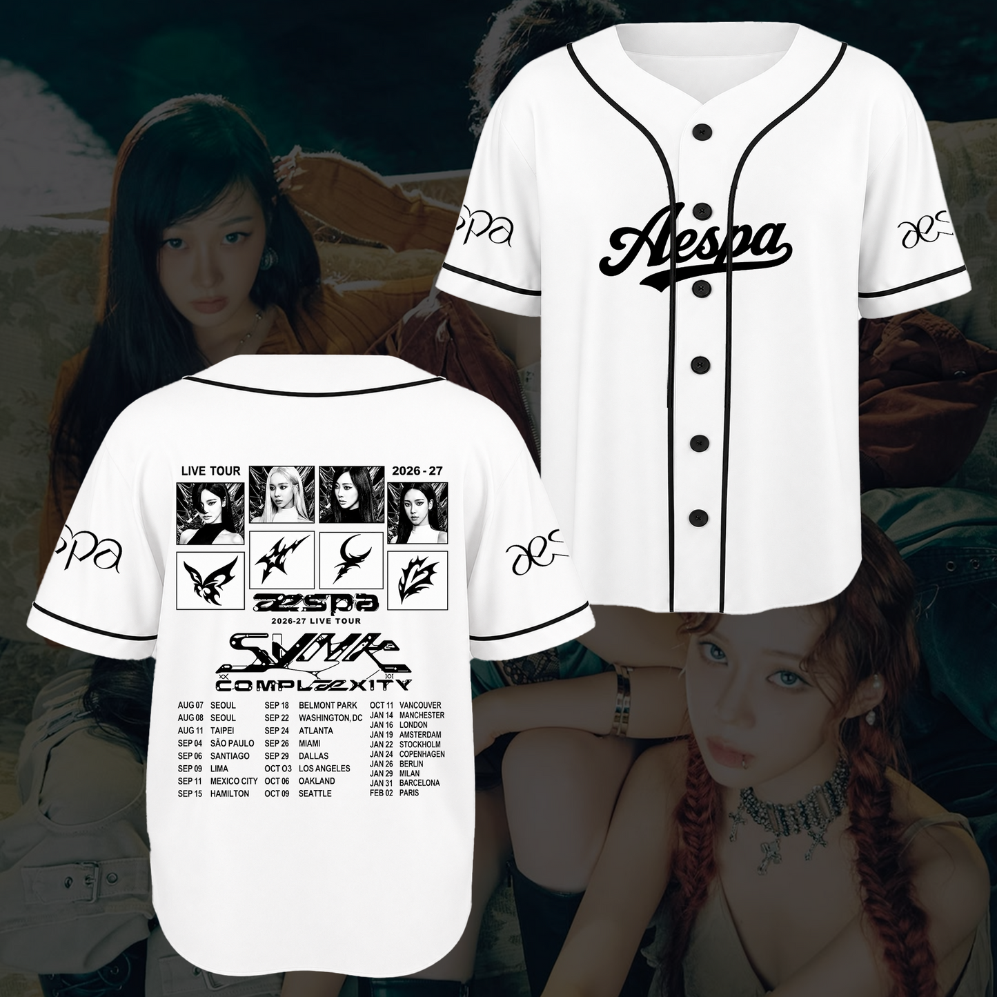 Premium aespa SYNK COMPLEXITY Tour Baseball Jersey Lemonade Gift for Fan