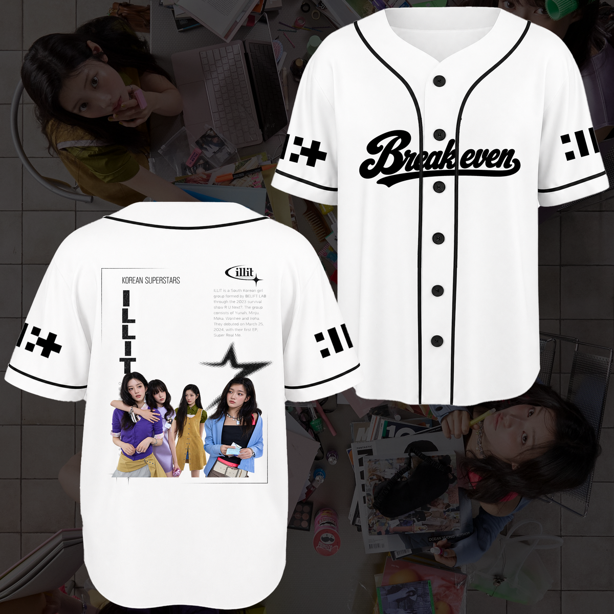 ILLIT I Got Your Back Baseball-Trikot Signatur Retro Merch Geschenk für Fans