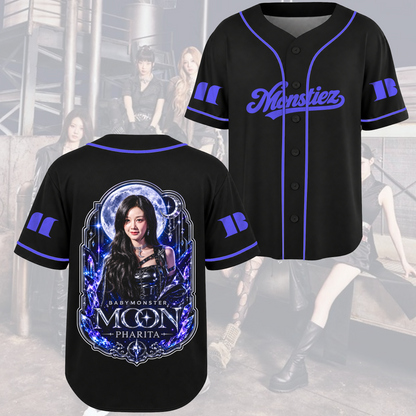 Mystical Choom Tour Babymonster Moon Gothic Baseball Jersey For Monstiez