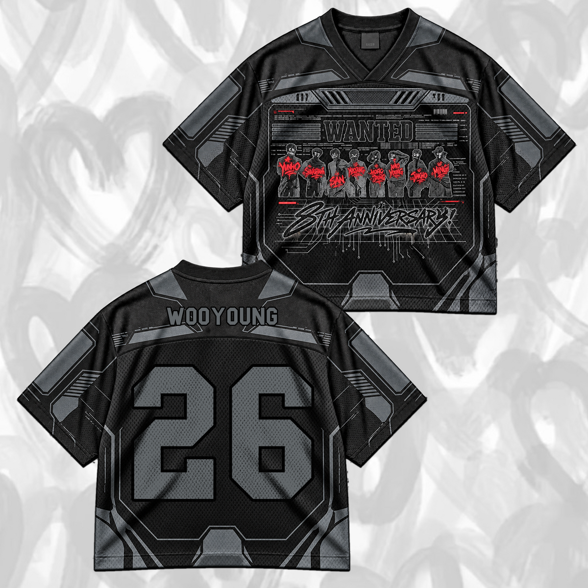 ATEEZ Golden Hour 8th Anniversary Streetwear Wanted Mixed Mesh Jersey Gift For Fans