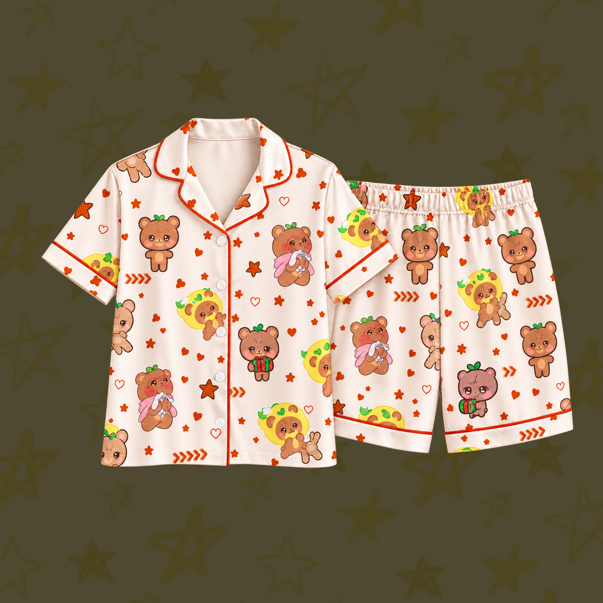 Lovely ATEEZ Club Jongho Jjongbear Mascot Pastel Coquette Pajama Set For Atiny